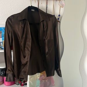 Chocolate brown Ann Taylor button up shirt